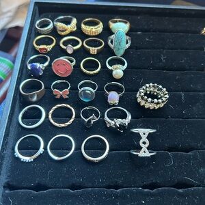 Ring lot of 25 used rings none stamped more for lil girl